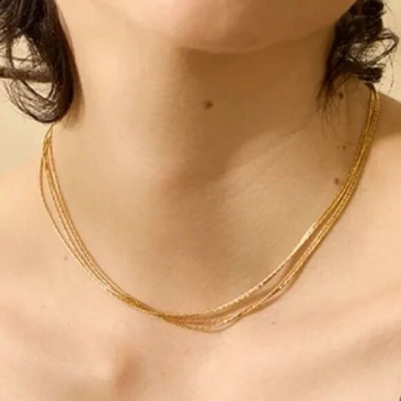 NEW Layered Gold Chain Choker Necklace - Picture 5 of 13